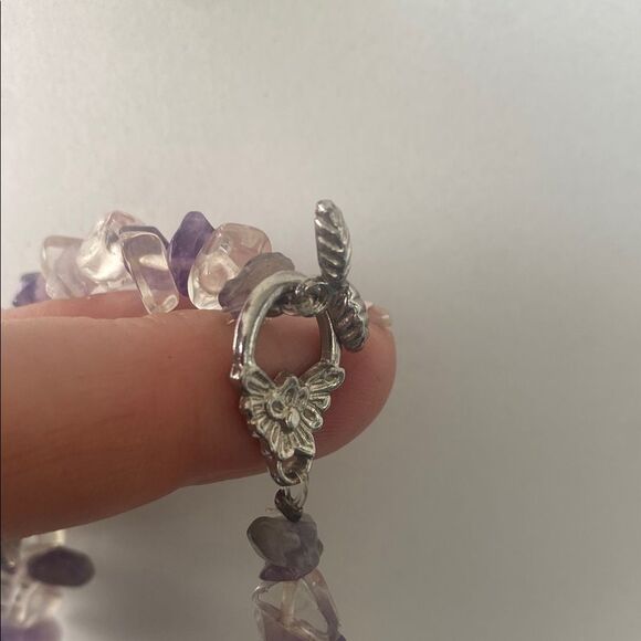 Amethyst and Clear, Quartz, Crystal Beaded Necklace - Picture 6 of 6